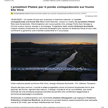 Archiproducts - I proiettori Platek per il ponte ciclopedonale sul fiume Ete Vivo